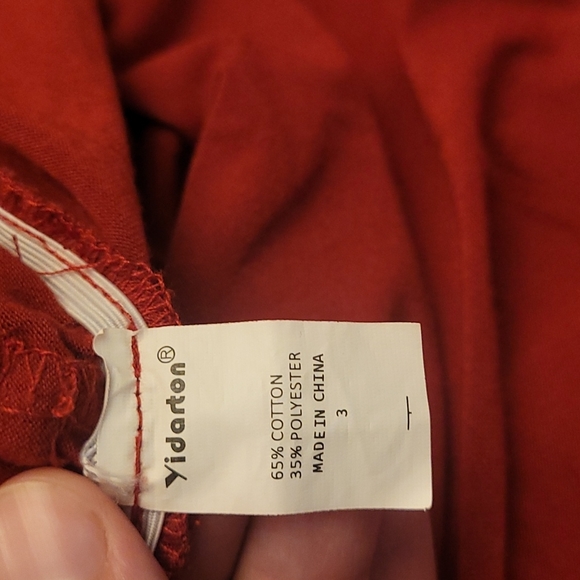 EUC YIDARTON Dark Red Short Sleeve Faux Wrap Dress - Picture 12 of 14